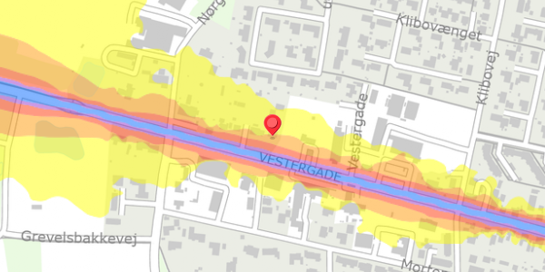 Trafikstøjkort på Vestergade 50, 8963 Auning