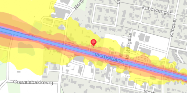Trafikstøjkort på Vestergade 52, 8963 Auning