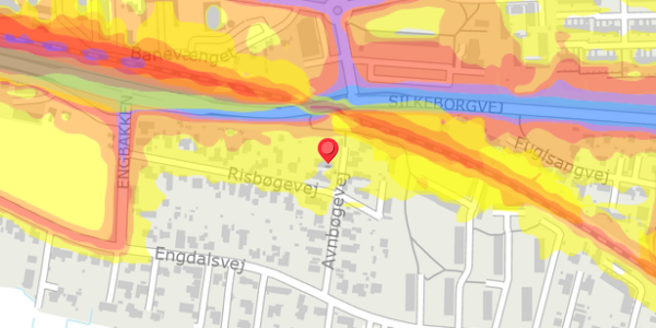 Trafikstøjkort på Avnbøgevej 13, 8220 Brabrand
