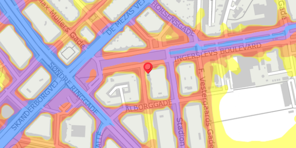 Trafikstøjkort på Chr. Wærums Gade 3, 1. th, 8000 Aarhus C