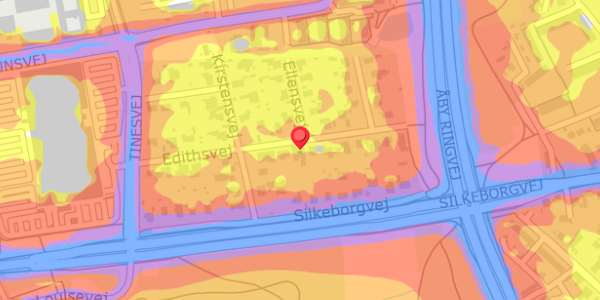 Trafikstøjkort på Edithsvej 13, 8220 Brabrand