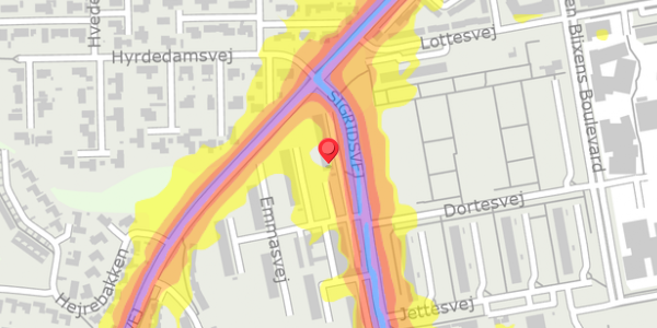 Trafikstøjkort på Emmasvej 2, 3. th, 8220 Brabrand