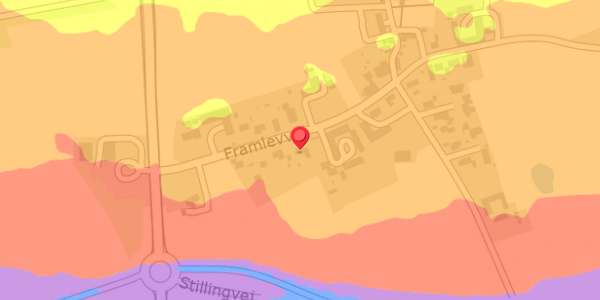 Trafikstøjkort på Framlevvej 10, 8462 Harlev J