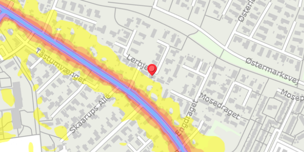 Trafikstøjkort på Lerbjerg 4, 8381 Tilst