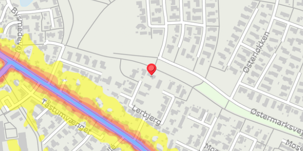 Trafikstøjkort på Lerbjerg 21, 8381 Tilst