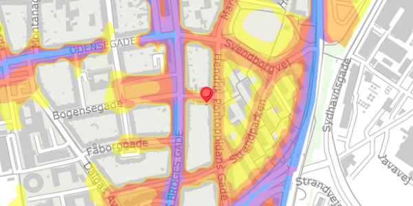 Trafikstøjkort på Nyborggade 6, st. tv, 8000 Aarhus C