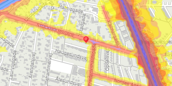 Trafikstøjkort på Stockholmsgade 21, 8200 Aarhus N