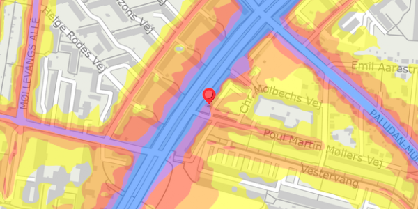 Trafikstøjkort på Vestre Ringgade 152, 2. th, 8000 Aarhus C