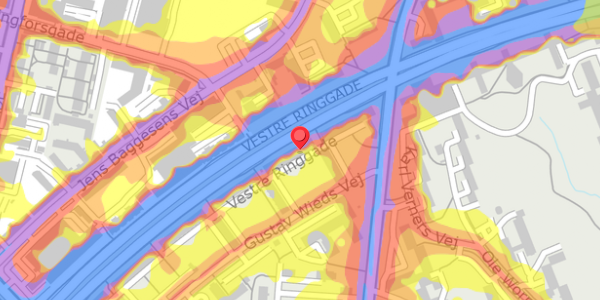 Trafikstøjkort på Vestre Ringgade 224, 3. tv, 8000 Aarhus C