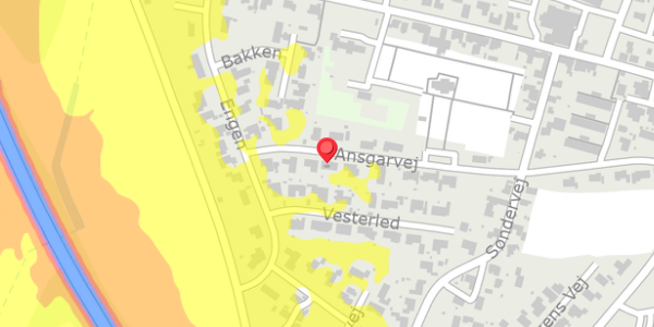 Trafikstøjkort på Ansgarvej 8, 7950 Erslev