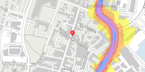 Trafikstøjkort på Danmarksgade 63, 9900 Frederikshavn