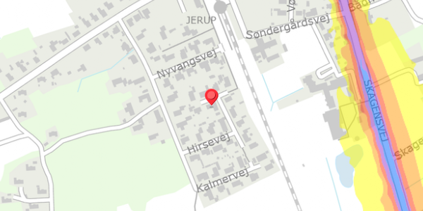 Trafikstøjkort på Hirsevej 9, . , 9981 Jerup
