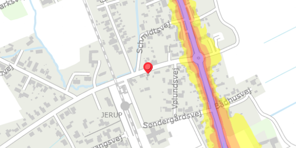 Trafikstøjkort på Sindalvej 7, 9981 Jerup