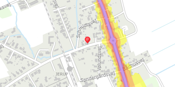 Trafikstøjkort på Sindalvej 8A, 9981 Jerup