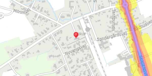 Trafikstøjkort på Sindalvej 15, 9981 Jerup
