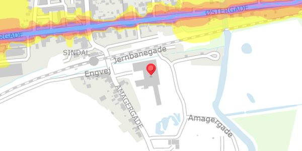 Trafikstøjkort på Amagergade 1, 9870 Sindal