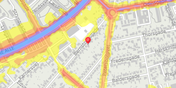 Trafikstøjkort på Bernstorffsgade 21, 9000 Aalborg