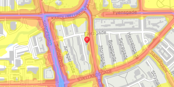 Trafikstøjkort på Bornholmsgade 66, 2. th, 9000 Aalborg