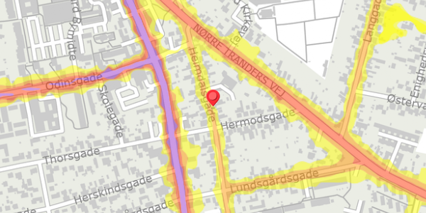 Trafikstøjkort på Heimdalsgade 21, 9000 Aalborg
