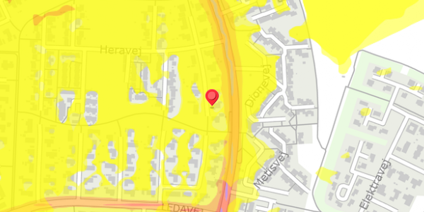 Trafikstøjkort på Heravej 9, 9210 Aalborg SØ