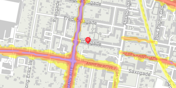 Trafikstøjkort på Istedgade 21, 3. , 9000 Aalborg