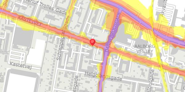 Trafikstøjkort på Kastetvej 47, st. , 9000 Aalborg