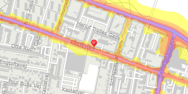 Trafikstøjkort på Kastetvej 72, 4. th, 9000 Aalborg