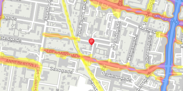 Trafikstøjkort på Knudsgade 7, 2. th, 9000 Aalborg