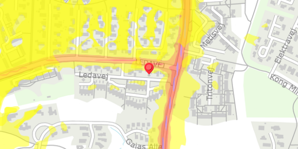 Trafikstøjkort på Ledavej 5, 9210 Aalborg SØ