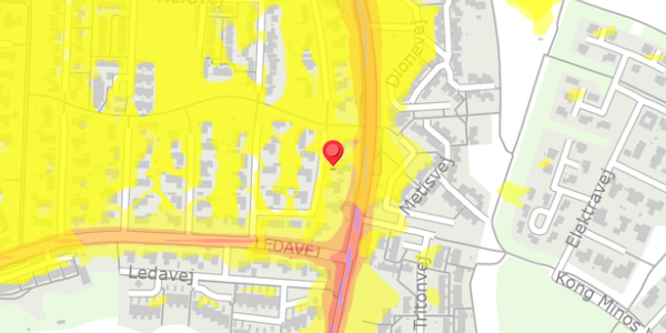 Trafikstøjkort på Ledavej 12, 9210 Aalborg SØ