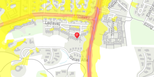 Trafikstøjkort på Ledavej 13B, 9210 Aalborg SØ