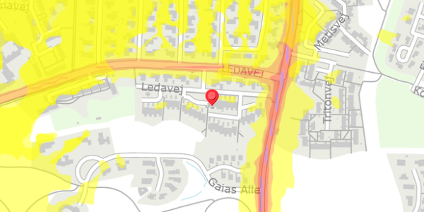 Trafikstøjkort på Ledavej 15F, 9210 Aalborg SØ