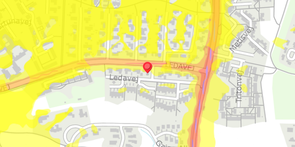 Trafikstøjkort på Ledavej 33, 9210 Aalborg SØ