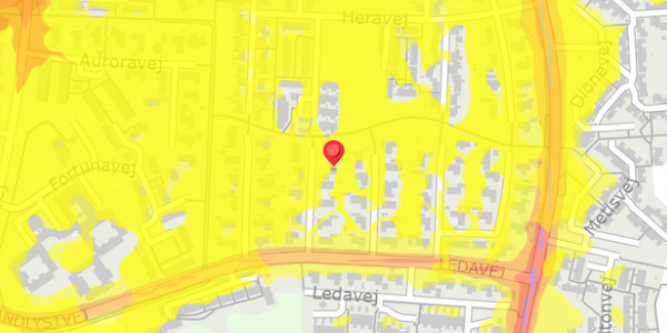 Trafikstøjkort på Ledavej 72, 9210 Aalborg SØ
