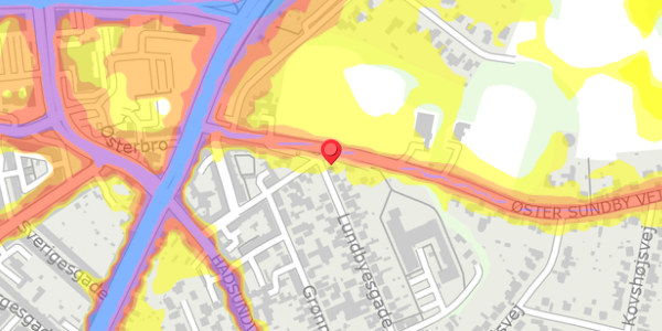 Trafikstøjkort på Lundbyesgade 1, . , 9000 Aalborg