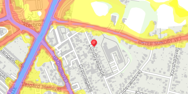 Trafikstøjkort på Lundbyesgade 13, . , 9000 Aalborg