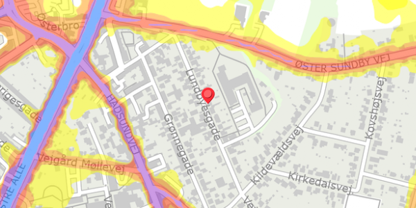Trafikstøjkort på Lundbyesgade 21, 9000 Aalborg