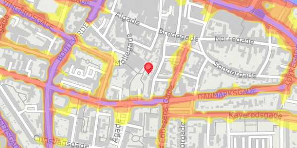 Trafikstøjkort på Peder Barkes Gade 40A, 1. th, 9000 Aalborg