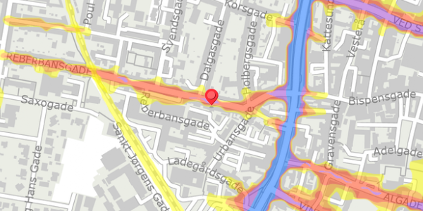 Trafikstøjkort på Reberbansgade 9, 1. , 9000 Aalborg