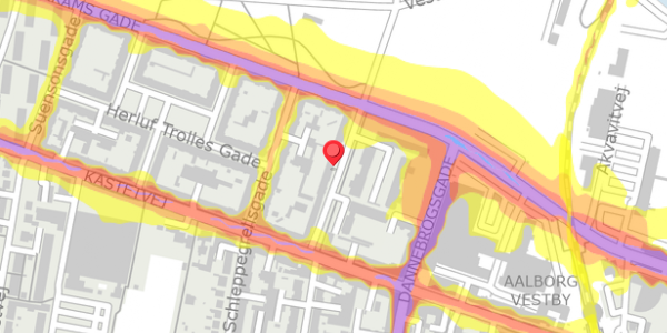 Trafikstøjkort på Ryesgade 63, 1. th, 9000 Aalborg