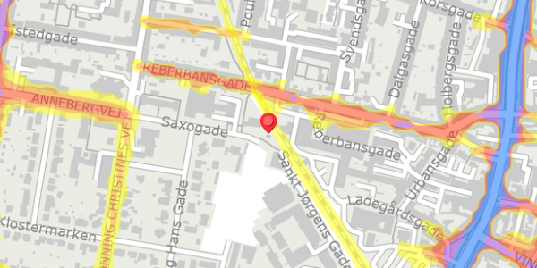 Trafikstøjkort på Saxogade 2, 9000 Aalborg