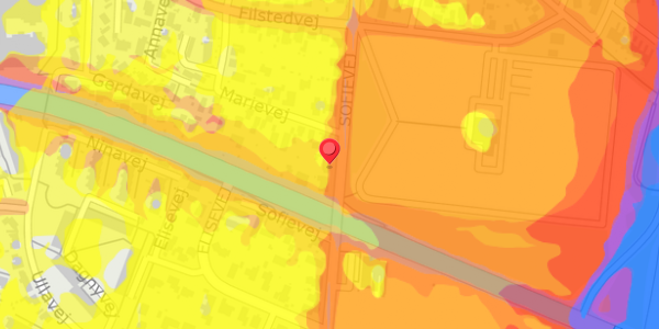 Trafikstøjkort på Sofievej 14A, 9000 Aalborg