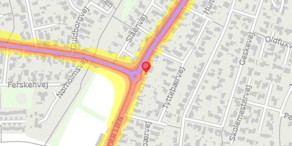 Trafikstøjkort på Under Lien 35, . , 9000 Aalborg