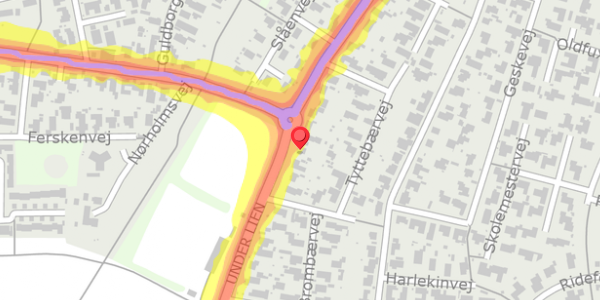 Trafikstøjkort på Under Lien 41, 9000 Aalborg