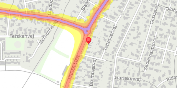 Trafikstøjkort på Under Lien 43, . , 9000 Aalborg