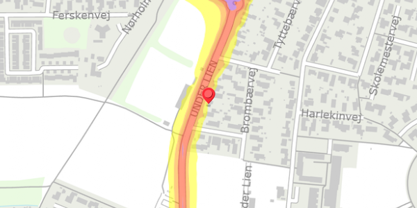 Trafikstøjkort på Under Lien 57, 9000 Aalborg