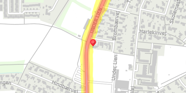 Trafikstøjkort på Under Lien 65A, . , 9000 Aalborg