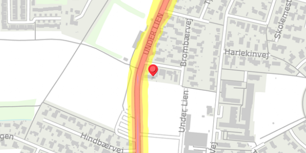 Trafikstøjkort på Under Lien 65B, . , 9000 Aalborg