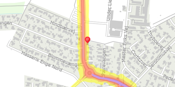 Trafikstøjkort på Under Lien 89, 9000 Aalborg