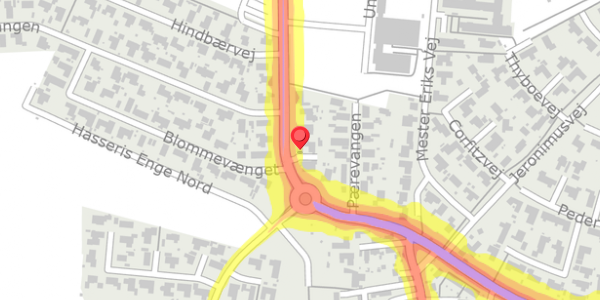 Trafikstøjkort på Under Lien 95, 9000 Aalborg